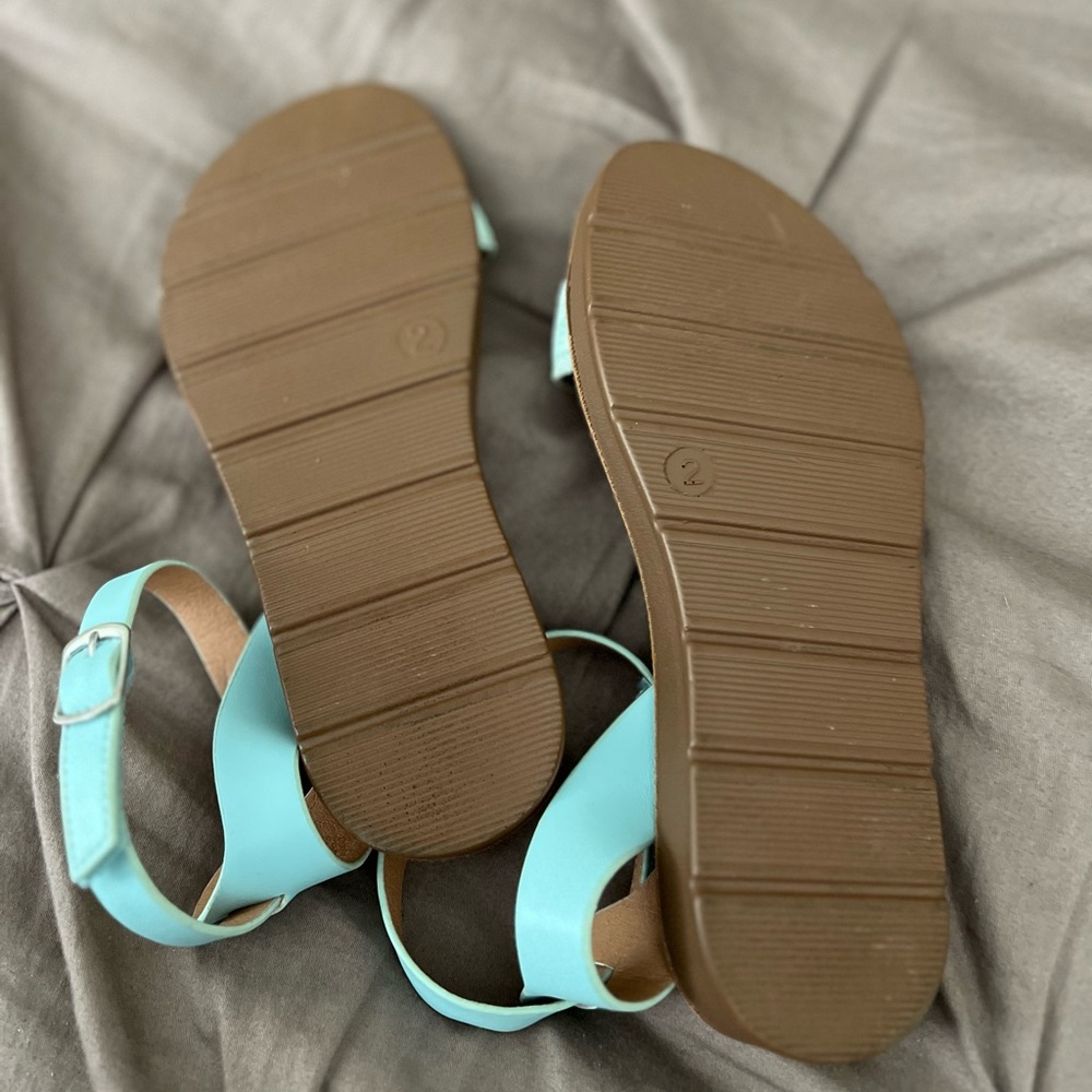 Little Girls Size 2 Blue and Brown Sandals - Picture 2 of 2